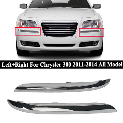 For Chrysler 300 2011-2014 Front Bumper Molding Chrome Trim Set Left+Right 2Pcs