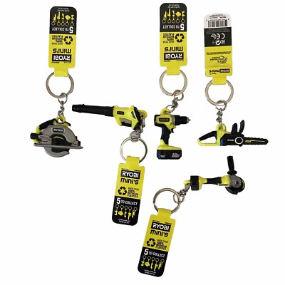 Ryobi Minis Keyring Full Set x5 Power Tools Brand New With Tags Gift Dad Drill