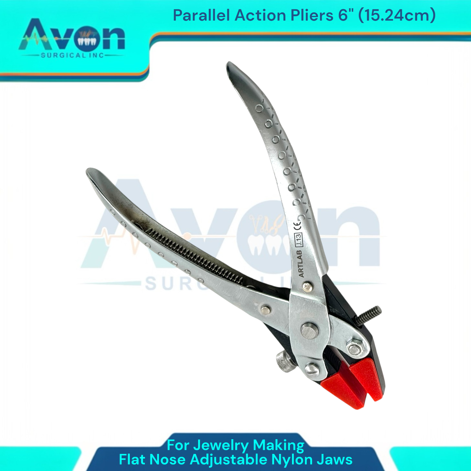 Parallel Action Flat Nose Pliers Smooth Adjustable Nylon Jaws 6 Inches Long