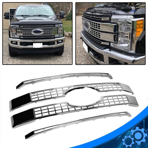 Для 2017-2019 2018 Ford F250 F350 F450 Сверхпрочная хромированная решетка радиатора в платиновом стиле