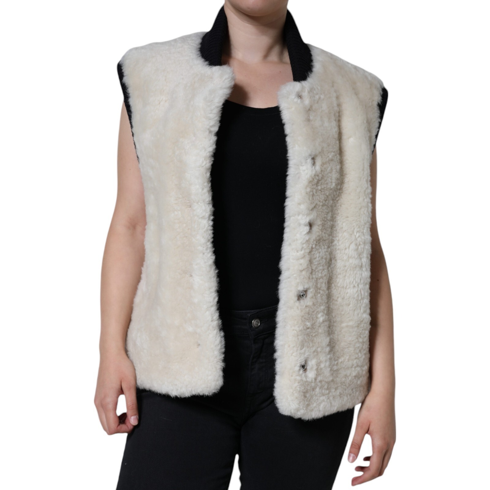 Pre-owned Burberry Jacket White Warrenford Shearling Leather Vest Coat It44/us10/l 3690usd