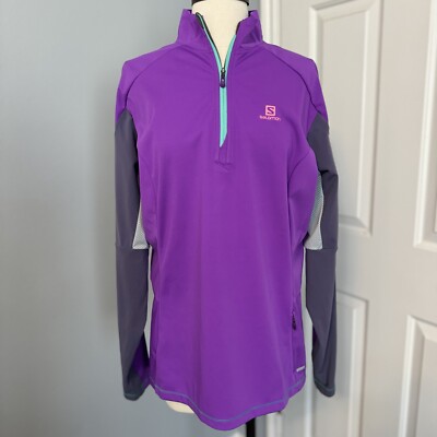 Salomon Ladies HalfZip Midlayer Purple Colorblock Jacket Advanced Skin Shield XL