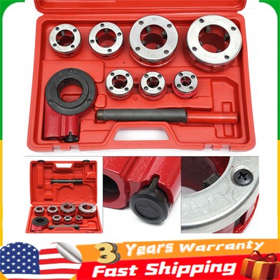 BSPT Pipe Threader 3/8'' to 2'' Dies Set Threading Tool Ratchet w/ Handle 7 Size