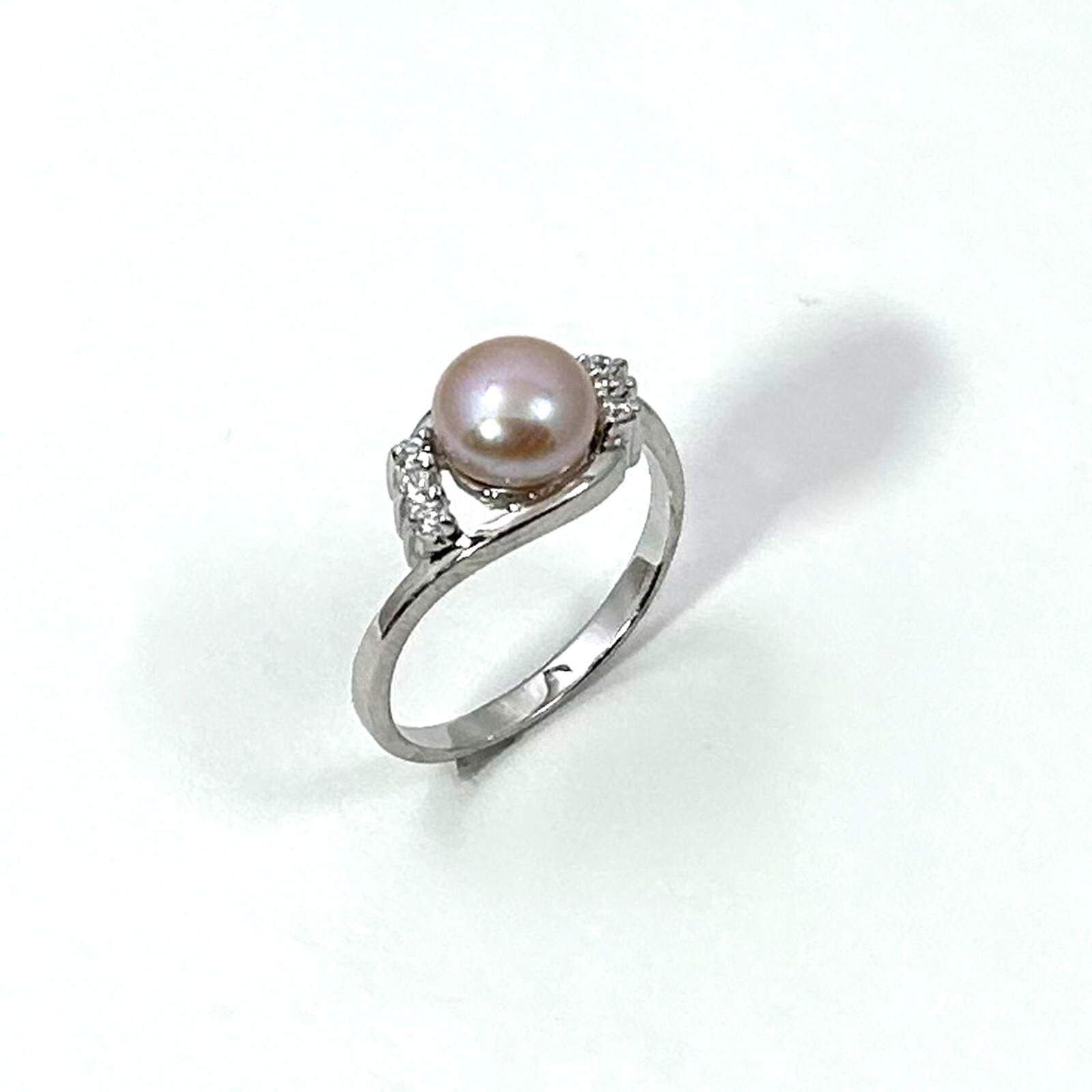 Pink Pearl & Cubic Zirconia Cocktail Ring – .925 Sterling