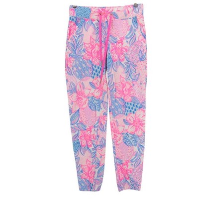 LILLY PULITZER Mallie Knit Pants Jogger Pink Isle Snappy Turtle Drawstring XS