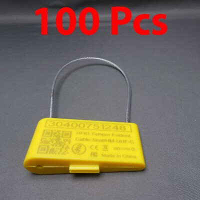 Lot of 100 RFID Tamper Evident Security Cable Seal Tag Yellow HM-UHF-C ISO17712