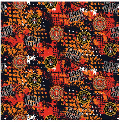 Rescue Workers: Firefighter Abstract Logos Allover- Skytel sold by the Yard