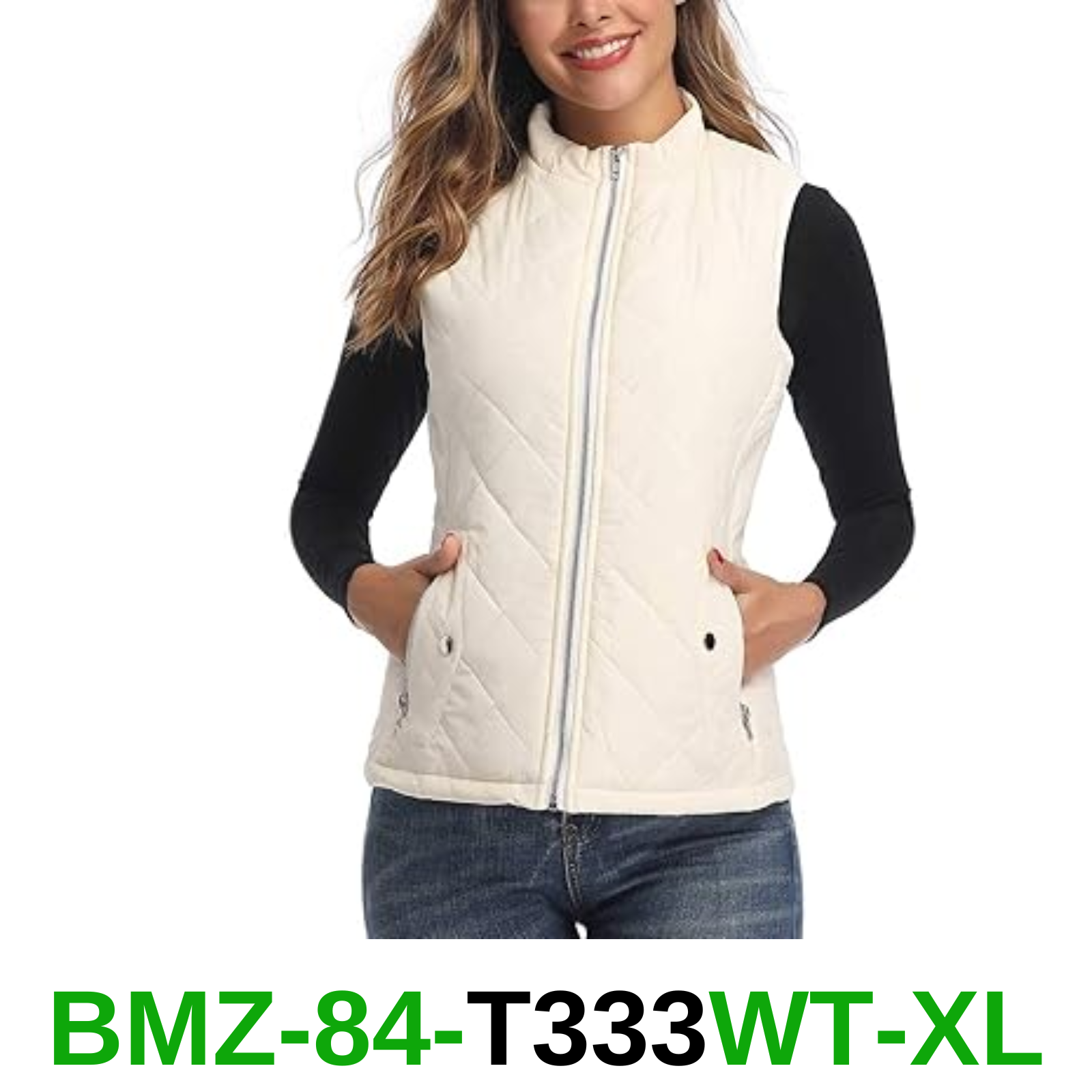 Art3d, Quilted Lightweight Jean Vest for Women White, XL