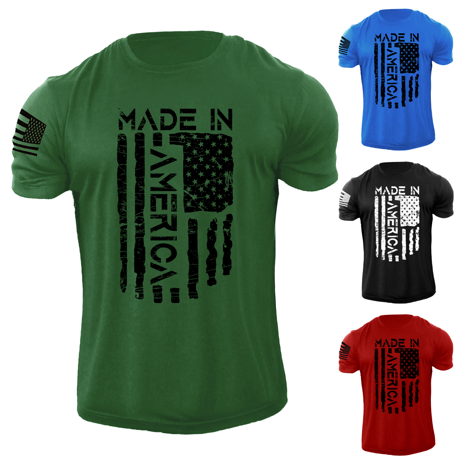Made In America Flag Patriotic T-Shirt USA Distressed