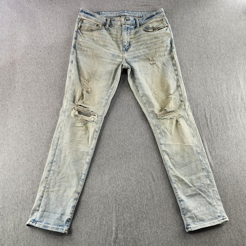 American Eagle Jeans Men's Size 32x30 Blue Grunge Relaxed Skinny Airflex 360