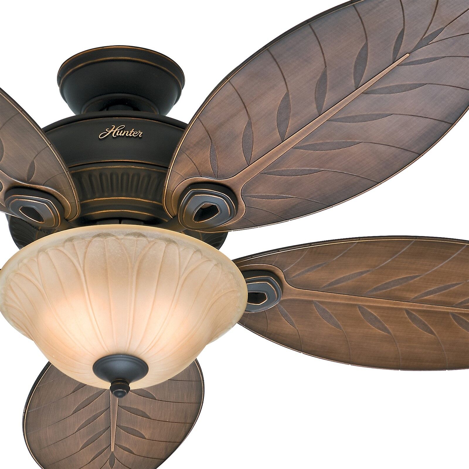 Details About Hunter Fan 54 Outdoor Ceiling Fan With Bowl Light Kit 5 Palm Leaf Blades