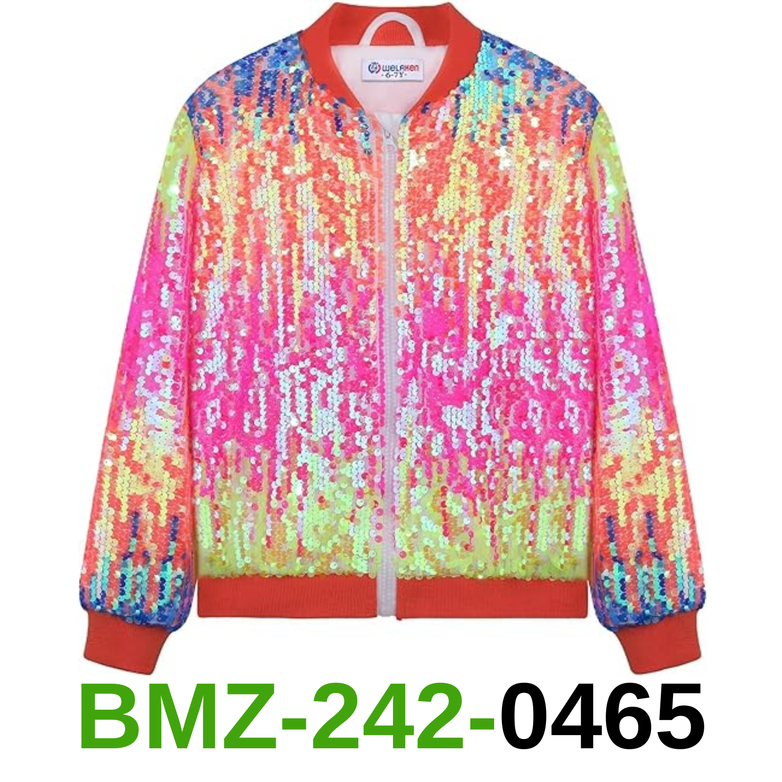 WELAKEN Ombre Sequin Bomber Jacket for Girls II Kid & Toddler Lightweight Sparkl