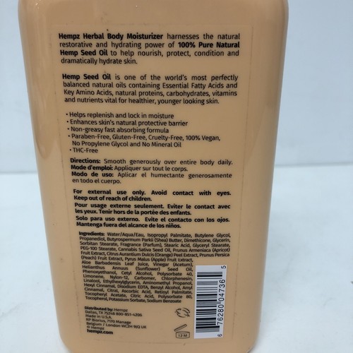 HEMPZ APRICOT & CLEMENTINE HERBAL BODY MOISTURIZER LOTION K4