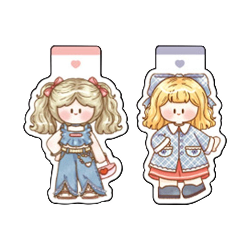 Cartoon Magnetic Bookmark Cute Girl Reading Book Marker for School Students