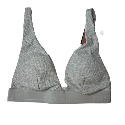 H&M Grey Ribbed Padded Cotton Bra Size Medium New