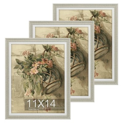 3 Pack 11x14 Gray Photo Picture Frame Plexiglass Front Wall Tabletop Gallery