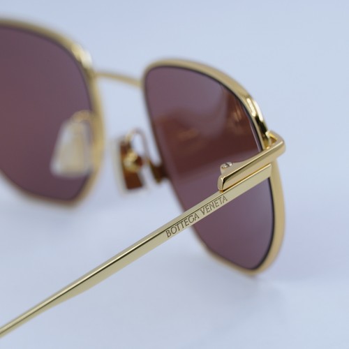 Pre-owned Bottega Veneta Bv1301s 003 Gold/brown 50-19-145 Sunglasses