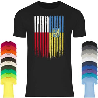 Herren T-Shirt Polen Ukraine polnische ukrainische Flagge Dreizack Wurzeln