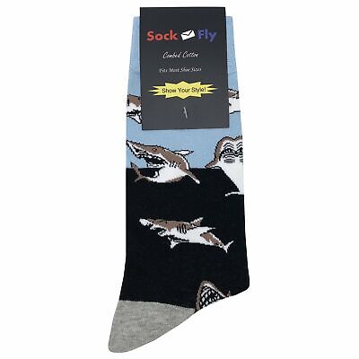 NWT Shark Swarm Dress Socks Socks Novelty Men 8-12 Multicolor Crazy Fun Sockfly
