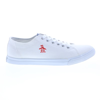 Оригинальные кроссовки Penguin Petey Stripe Lace Mens White Canvas Lifestyle Sneakers Shoes 8