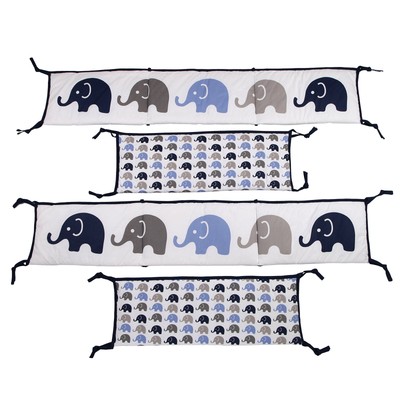 Elephants Blue/Grey 10 pc crib set including Bumper Pad