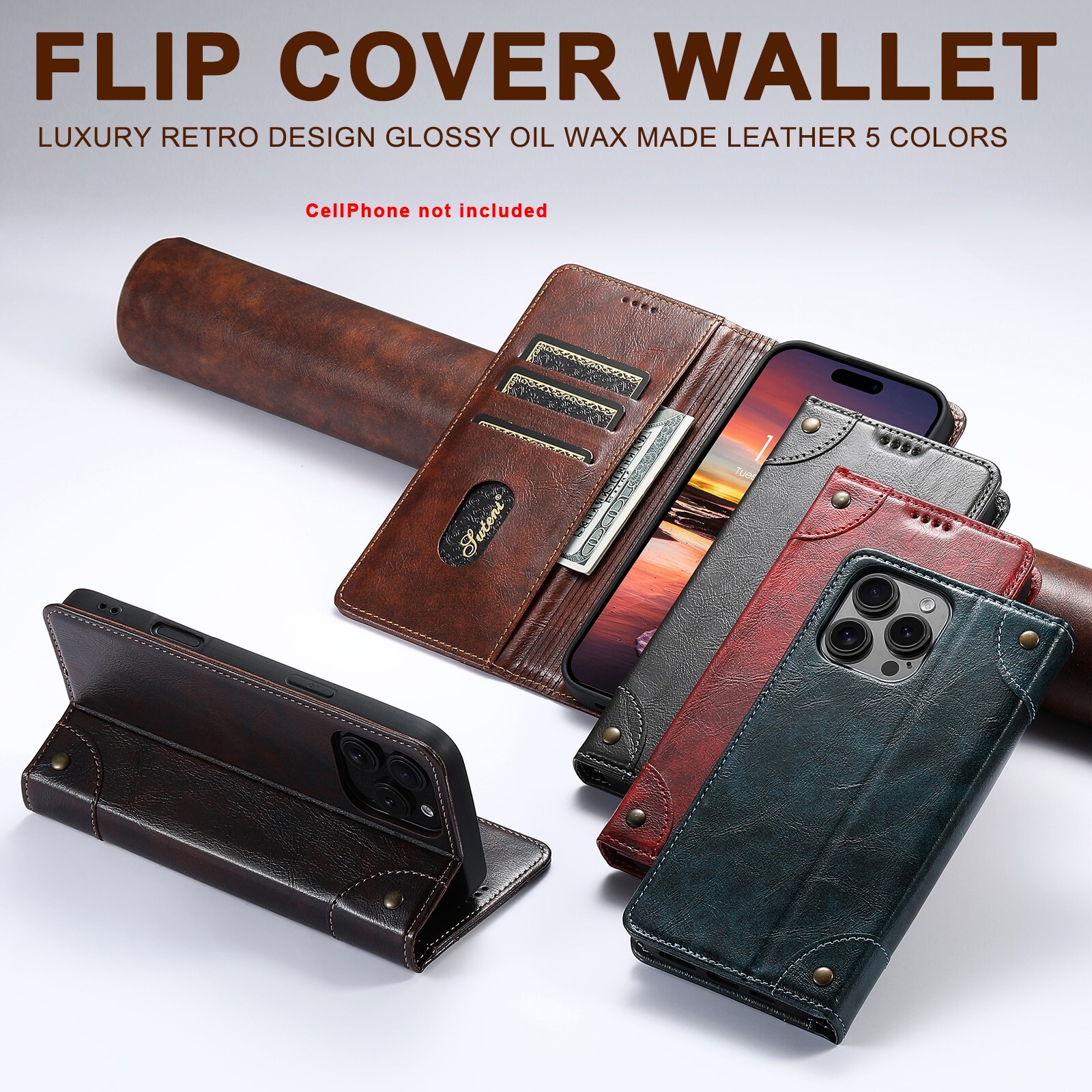 Fashionable PU Leather Magnetic Phone Cover for iPhone 16