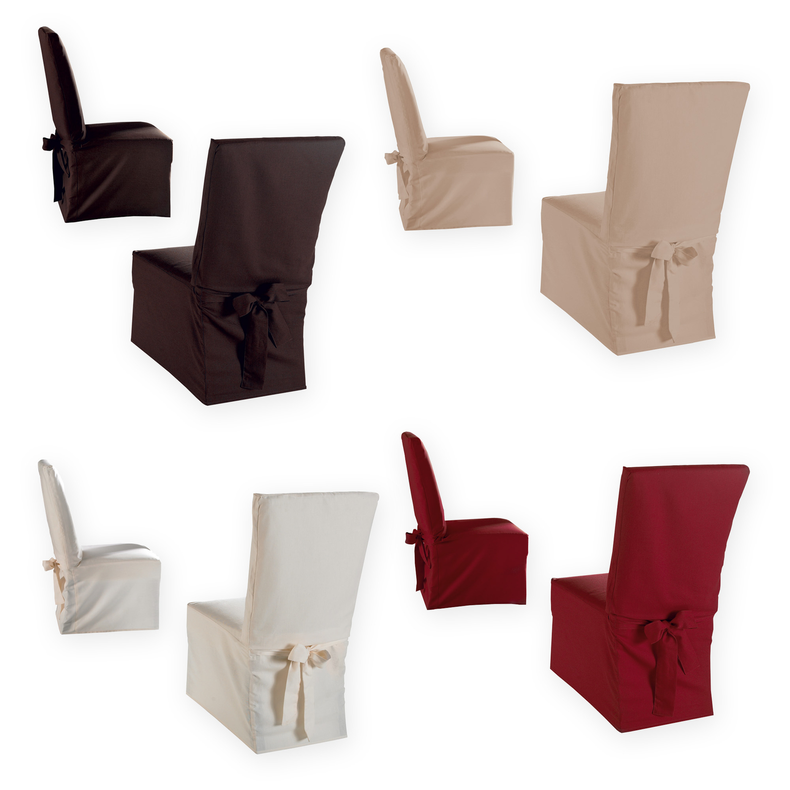 Stuhlhusse 2er Set Stuhl Husse Schleife Überwurf 40x40x110 Baumwolle Canvas