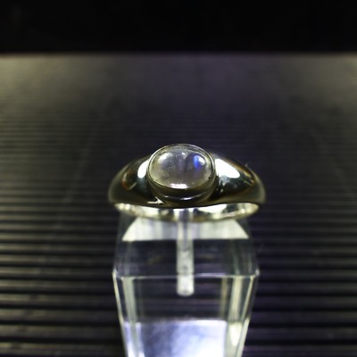 Ring Gr. 58, Silber 925 mit einem Regenbogen Mondstein Cabochon aus Indien