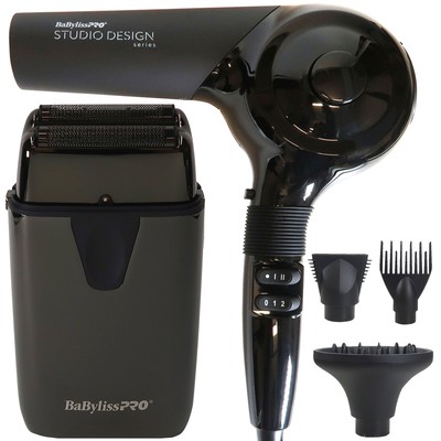 BaBylissPro Studio Design Hair Dryer + UVFOIL UV-Disinfecting Double Foil Shaver