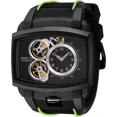 Pre-owned Invicta Men's Watch Akula Automatic Black Open Heart Dial Silicone Strap 41696