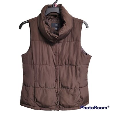 XXI Chocolate Brown Snap Button Sleeveless Puffer Vest Size