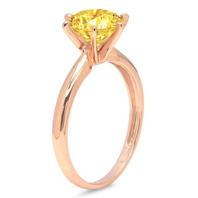 Pre-owned Pucci 1ct Round Simulated Yellow Diamond Engagement Wedding Promise Ring 14k Rose Gold