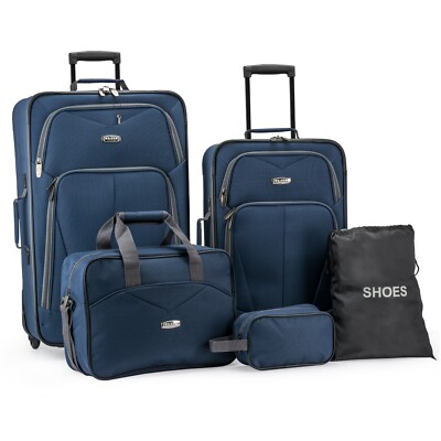 Elite Luggage Whitfield 5Pc Softside Lightweight Rolling Travel Luggage Set