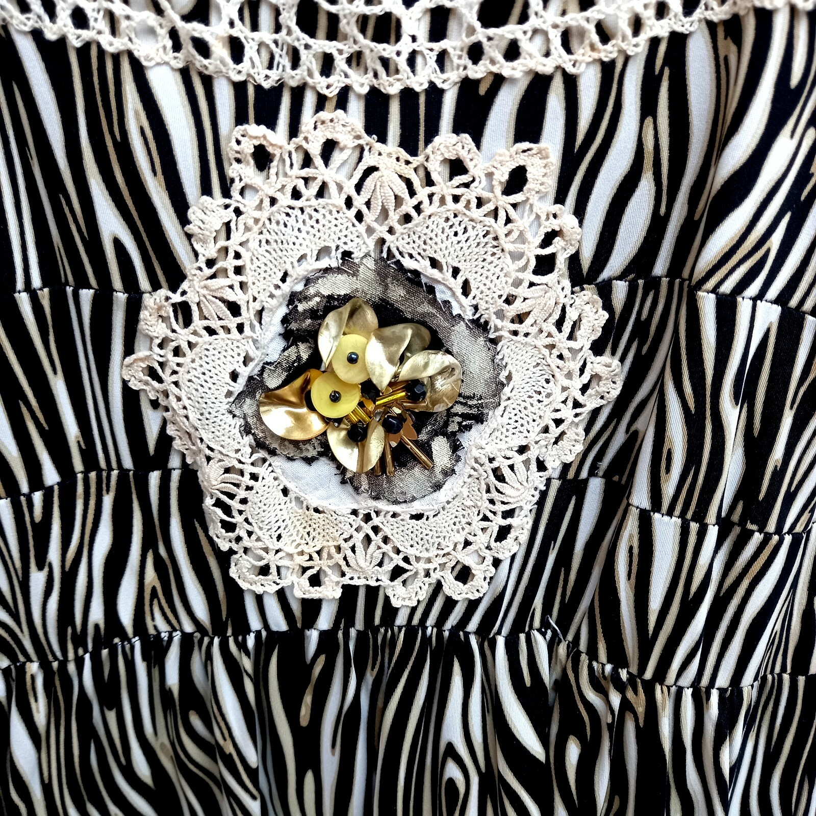 Pre-owned Amira Di Transilvania Women Clothing Summer Dress Fashion Brand Embroidered Black White Animal Print 1