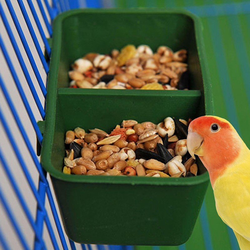 2 in 1 Parrot Food Water Bowl Cups Bird Pigeons Cage Sand Cup Feeding Feeder