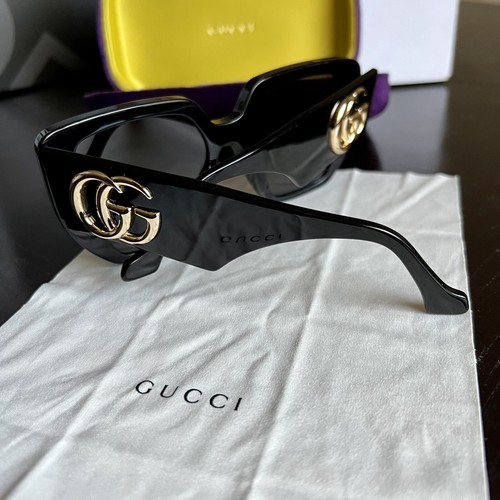 Gucci Sunglasses GG0956S 003 Black Gold Grey Square Woman AUTHENTIC | eBay