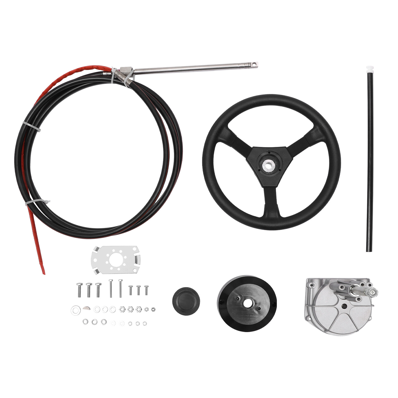 16 Ft Feet Boat Rotary Steering System w/ Wheel Kit For Outboard