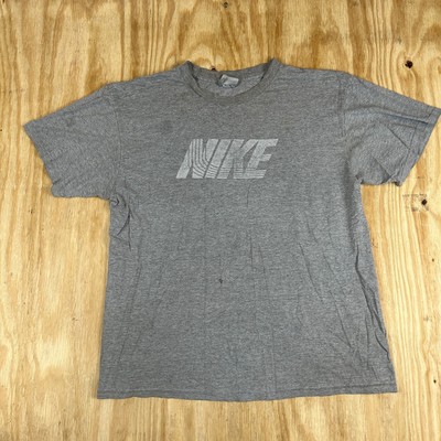 Vintage Y2k Nike Big Spell Out Crewneck Graphic T-Shirt Men's Large Gray 1990's