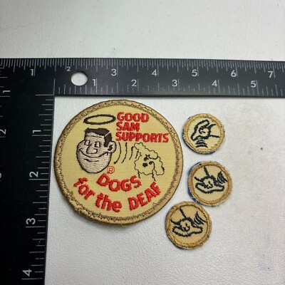 Vintage GOOD SAM DOGS FOR THE DEAF 4 Patch Lot (1 Regular Size  & 3 Small) 46YE