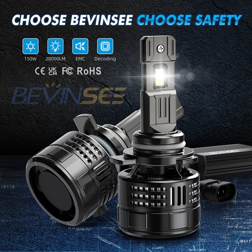 Bevinsee V55 H4 H7 H11 9005 9006 9012 LED Headlight High Low Beam Bulb Kit 6000K