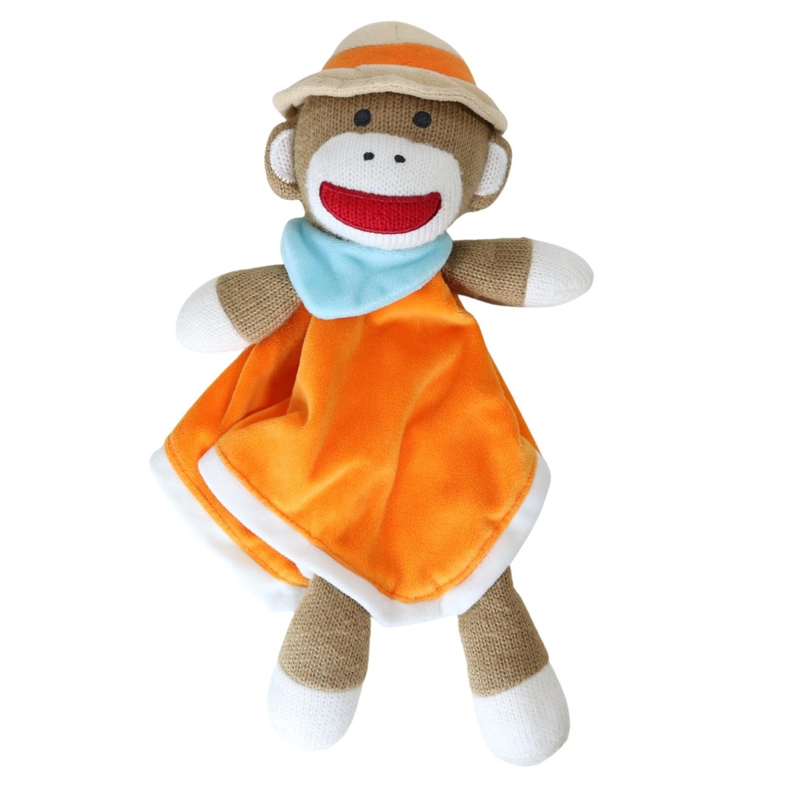Monkey Lovey Security Blanket Rattle Toy Orange & Tan