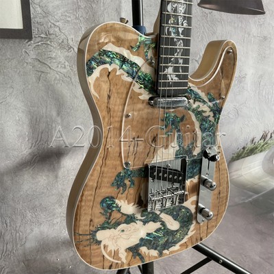 Factory Spalted Maple Top TL Electric Guitar SS Pickups Dragon Inlay 6 String
