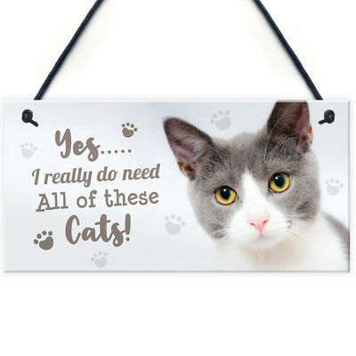 Funny Novelty Cat Sign Plaque Christmas Pet Gift For Cat Lover Mum Nan Sister