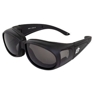 Birdz Swallow Photochromic OTG Motorcycle Goggles Black Frame Clear  SMOKE Lens
