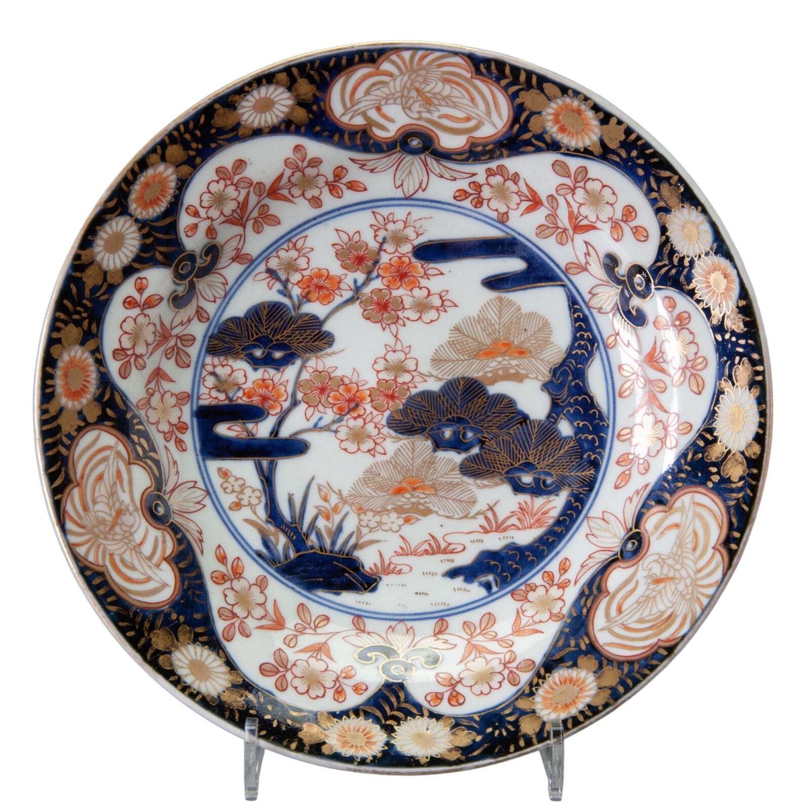Nice Japanese Imari porcelain plate, landscape, circa 1700