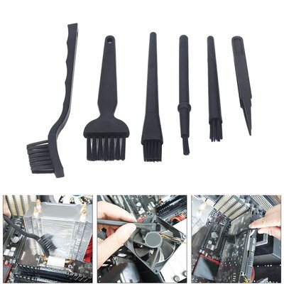 6Pcs Anti Static Cleaning Brush with Tweezers Hard Bristle Keyboard Car Board