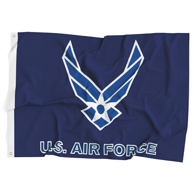 US Air Force Flag New Style Wings Logo 3x5 ft USAF White on Blue Veteran Active