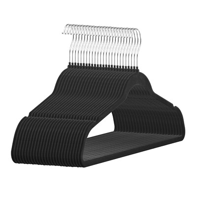 VEVOR Velvet Hangers 50 Pack Black Non-Slip Hangers with 360 Degree Swivel Hook