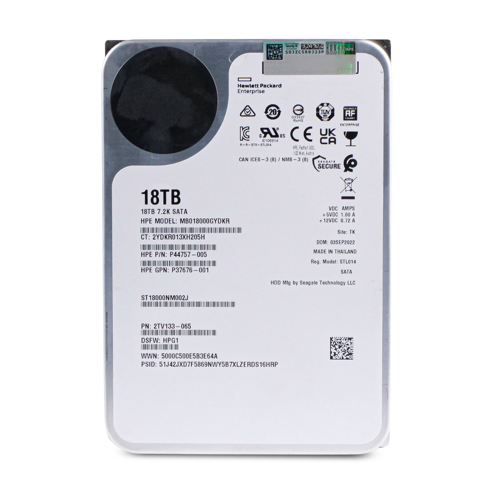 HP/Seagate Exos X18 18TB ST18000NM002J 7.2K RPM SATA 6Gb/s 512e 3.5" HDD