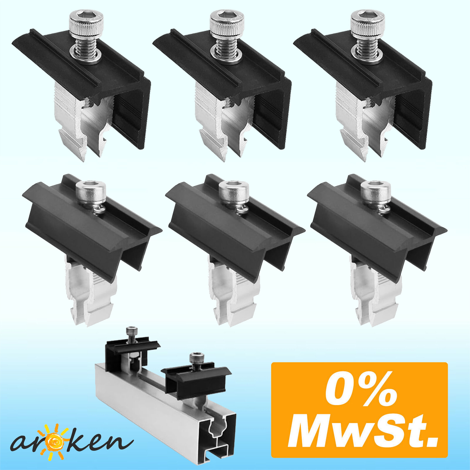 30mm-45mm PV Befestigung Solarmodul Halterung Endklemme Mittelklemme verstellbar